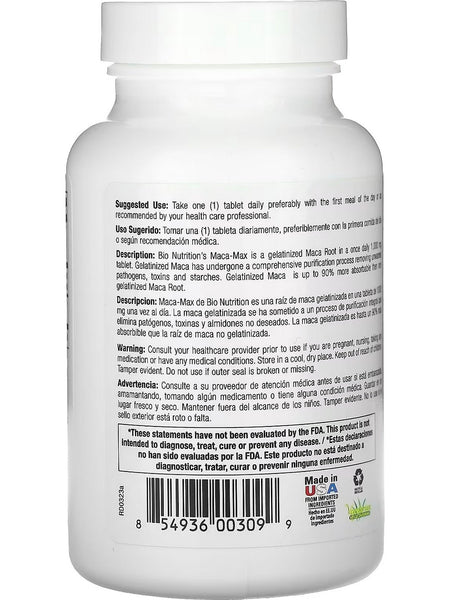 Bio Nutrition, Maca-Max, For Men and Women, 30 Tablets