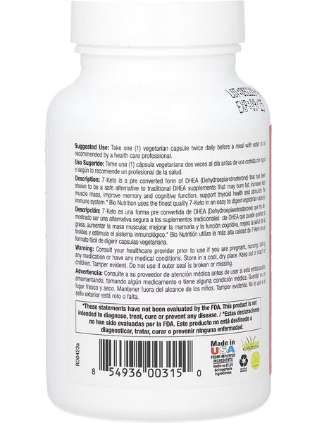 Bio Nutrition, 7-Keto, DHEA, 50 mg, 50 Vegetarian Capsules