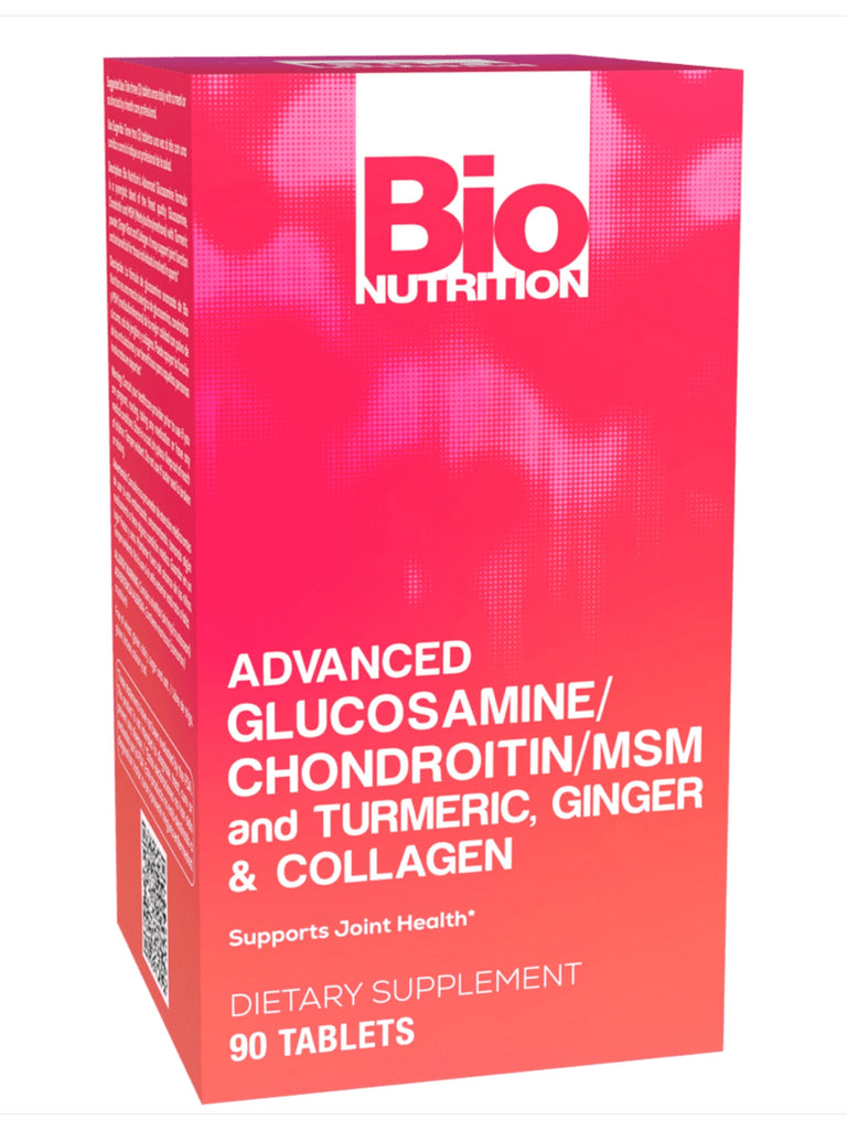 Bio Nutrition, Advanced Glucosamine/Chondroitin/MSM and Turmeric, Ginger & Collagen, 90 Tablets