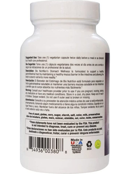 Bio Nutrition, Stomach Wellness, 60 Vegetarian Capsules