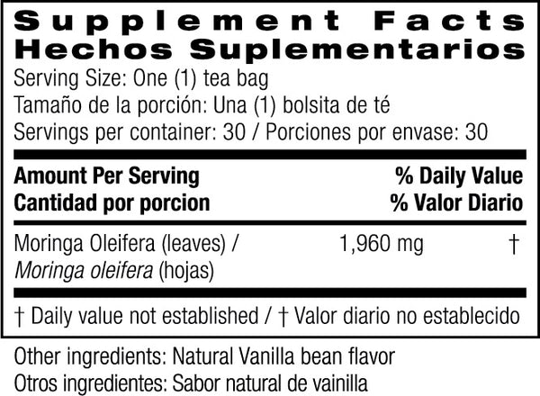 Bio Nutrition, Moringa Tea, Vanilla Flavor, 30 Tea Bags