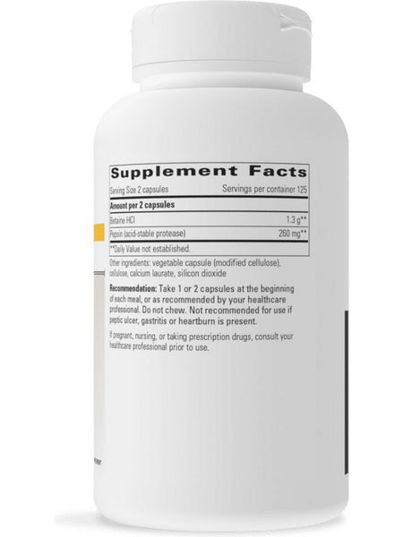 Integrative Therapeutics, Betaine HCl, 250 veg capsules