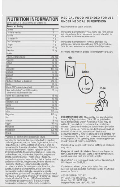 Integrative Therapeutics, Physicians' Elemental Diet™, 1296 grams