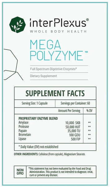 InterPlexus, Mega-Polyzyme, 60 Vegetarian Capsules – Herbs Direct