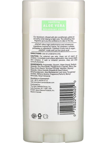 Jason Naturals, Deodorant, Soothing Aloe Vera, 2.5 oz