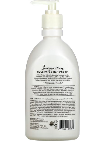Jason Naturals, Hand Soap, Invigorating Rosewater, 16 fl oz