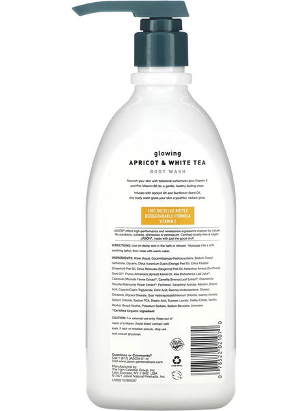 Jason Naturals, Body Wash, Glowing Apricot and White Tea, 30 fl oz