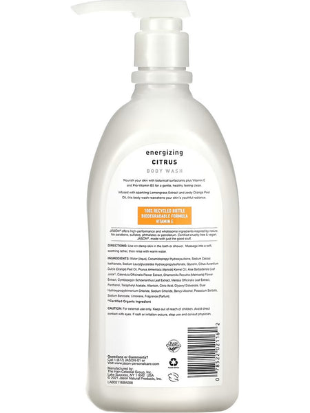 Jason Naturals, Body Wash, Energizing Citrus, 30 fl oz