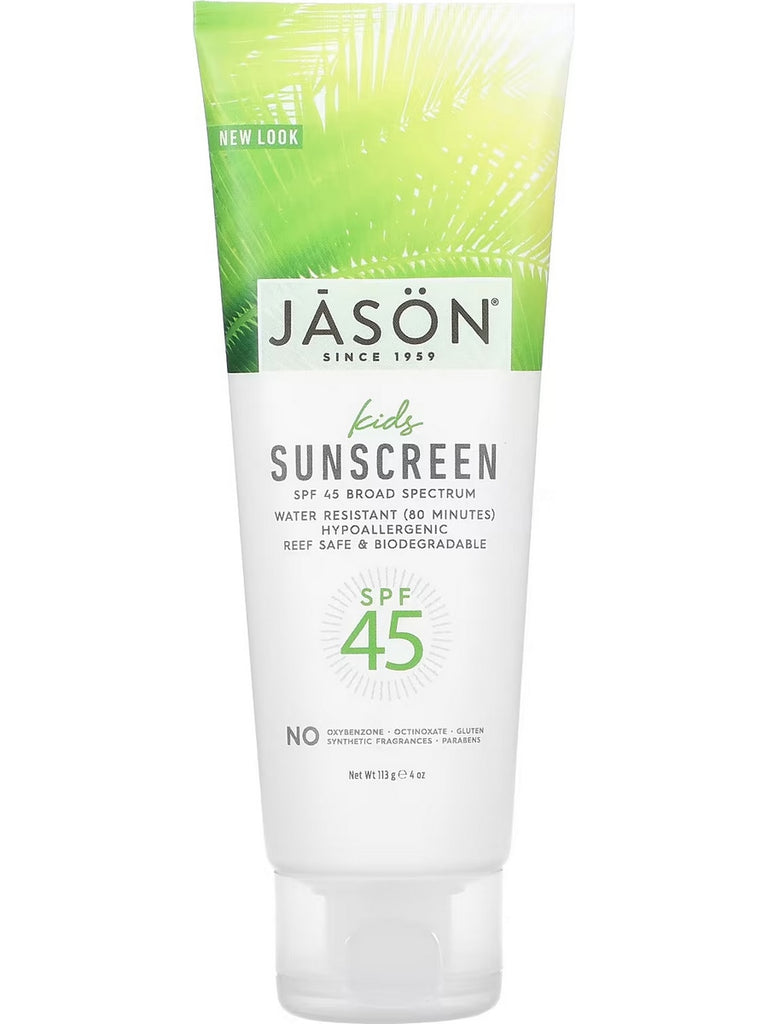 Jason Naturals, Kids Sunscreen, SPF 45, 4 oz