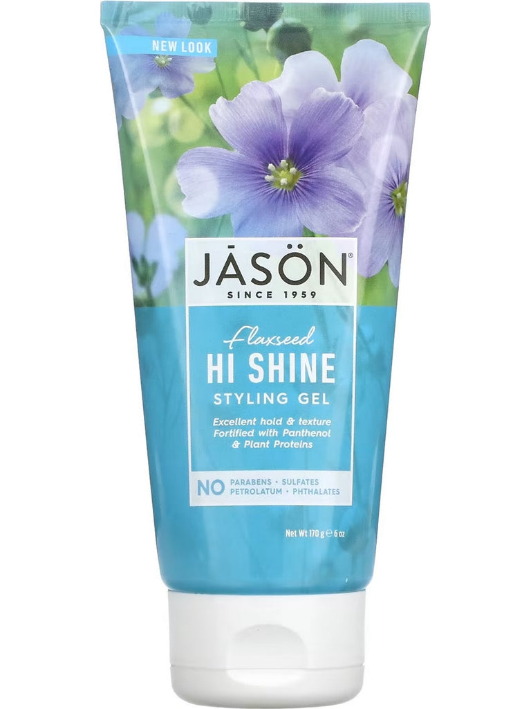 Jason Naturals, Hi Shine Styling Gel, Flaxseed, 6 oz