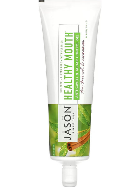 Jason Naturals, Healthy Mouth Anti-Cavity and Tartar Control Gel, Tea Tree Oil and Cinnamon, 6 oz