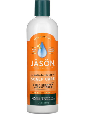 Jason Naturals, Anti-Dandruff Scalp Care, 2-in-1 Shampoo + Conditioner, 12 fl oz