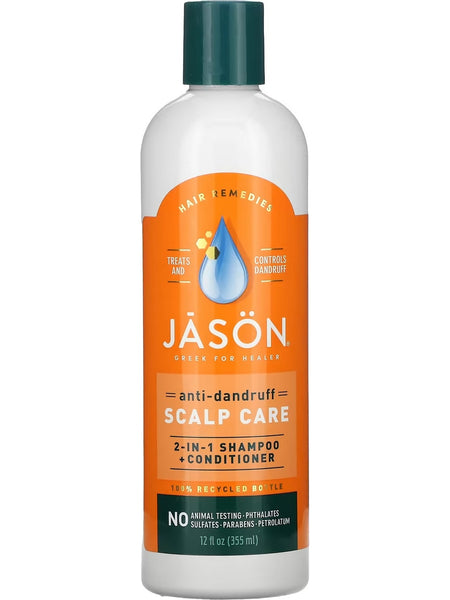 Jason Naturals, Anti-Dandruff Scalp Care, 2-in-1 Shampoo + Conditioner, 12 fl oz