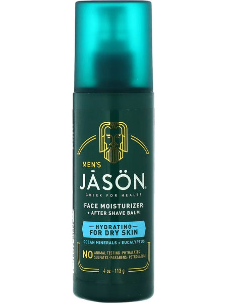 Jason Naturals, Men's Face Moisturizer + After Shave Balm, Hydrating For Dry Skin, Ocean Minerals + Eucalyptus, 4 oz