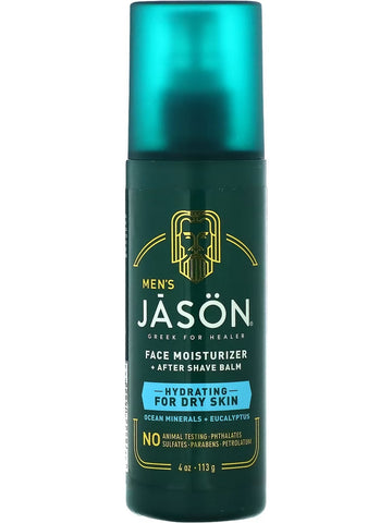 Jason Naturals, Men's Face Moisturizer + After Shave Balm, Hydrating For Dry Skin, Ocean Minerals + Eucalyptus, 4 oz