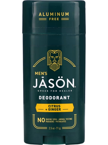 Jason Naturals, Men's Deodorant, Citrus + Ginger, 2.5 oz