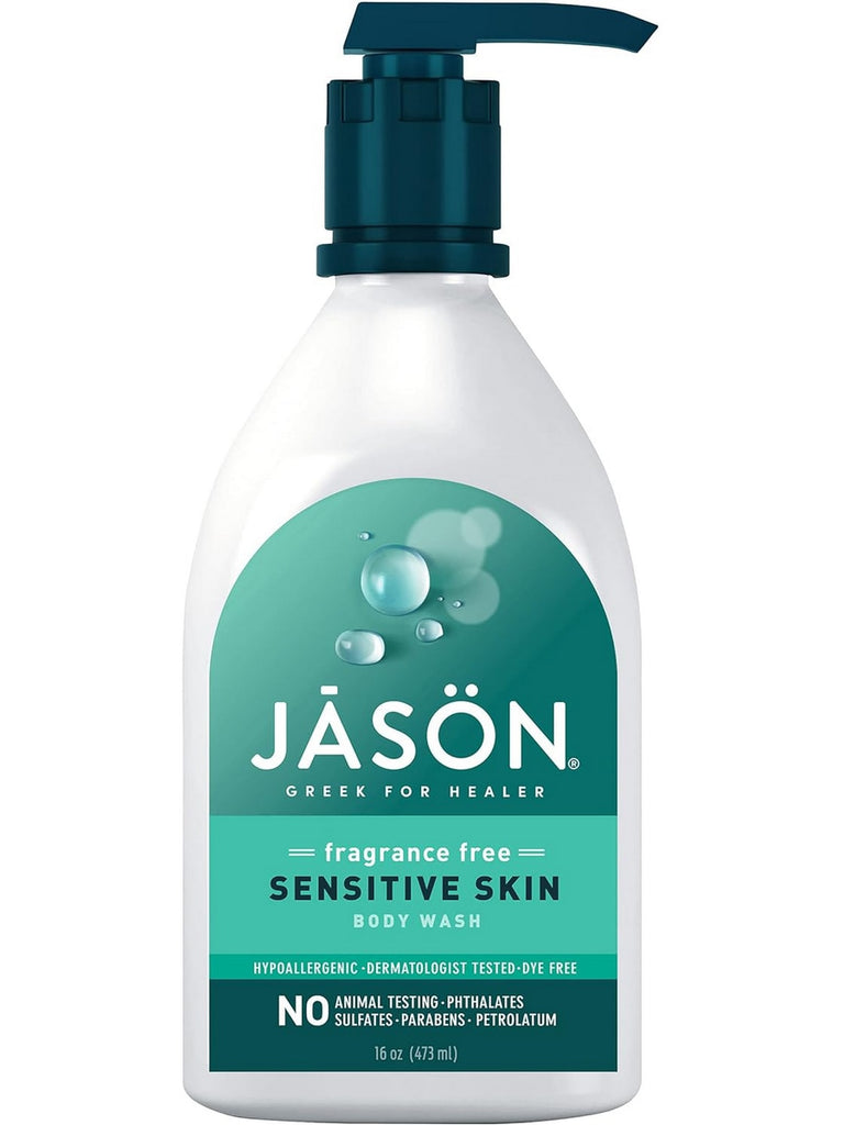 Jason Naturals, Sensitive Skin Body Wash, Fragrance Free, 16 oz