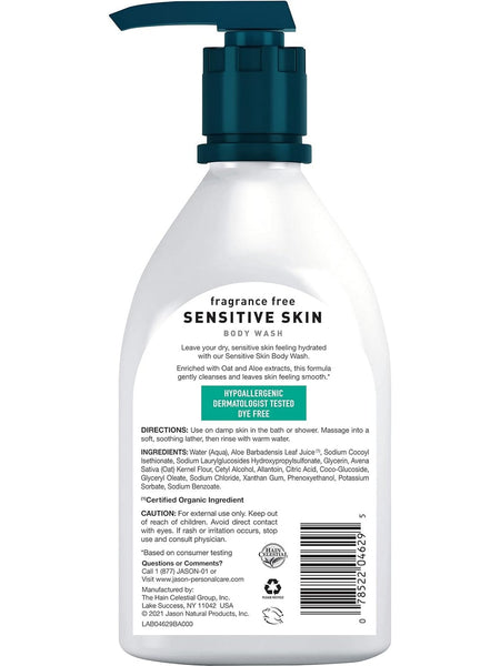 Jason Naturals, Sensitive Skin Body Wash, Fragrance Free, 16 oz