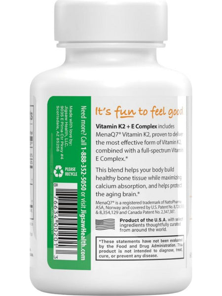 Jigsaw Health, Vitamin K2 + E Complex, 60 Softgels