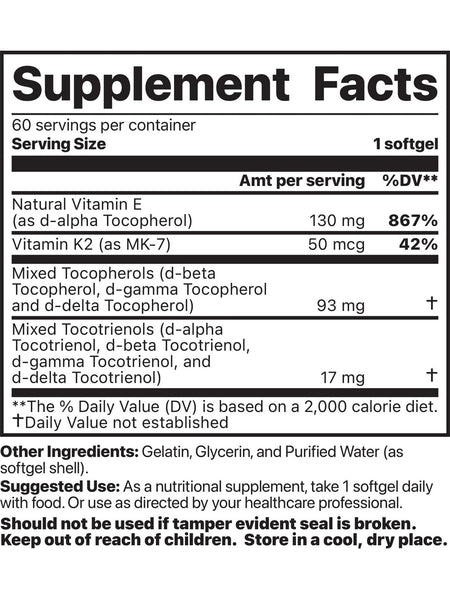 Jigsaw Health, Vitamin K2 + E Complex, 60 Softgels