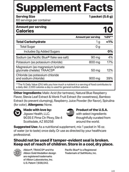 Jigsaw Health, Potassium Cocktail, Blue Raspberry, 60 Packets