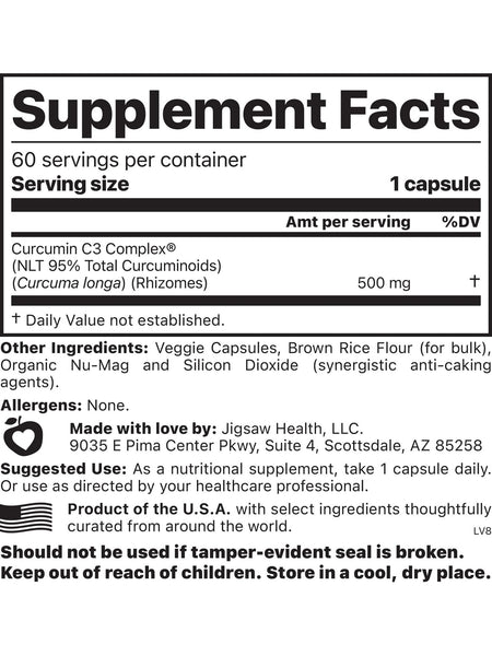 Jigsaw Health, Curcumin C3 Complex, 60 Capsules