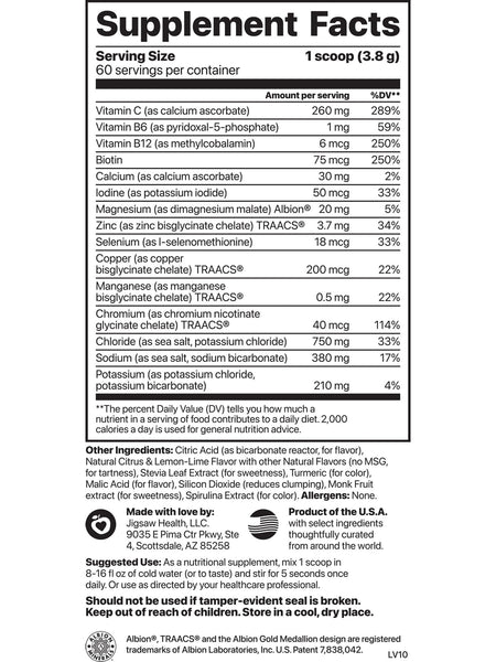Jigsaw Health, Electrolyte Supreme, Lemon Lime, 8.04 oz