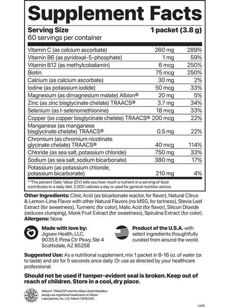 Jigsaw Health, Electrolyte Supreme, Lemon Lime, 60 Packets
