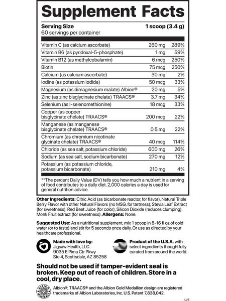 Jigsaw Health, Electrolyte Supreme, Berry-Licious, 7.2 oz