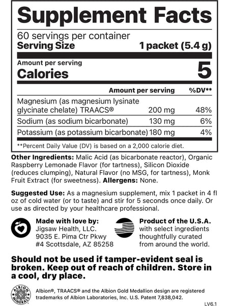 Jigsaw Health, MagSoothe Tart, Raspberry Lemonade, 60 Packets