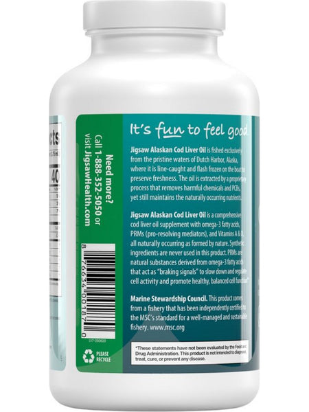 Jigsaw Health, Alaskan Cod Liver Oil, 180 Softgels