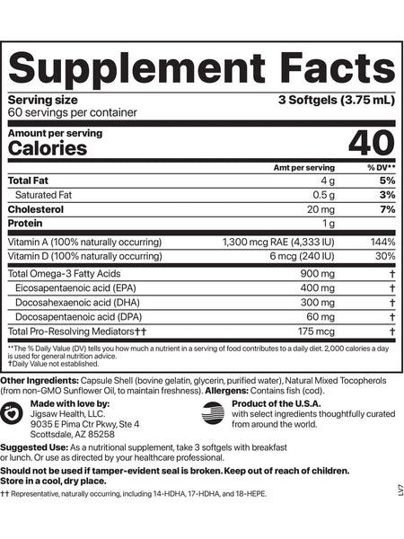 Jigsaw Health, Alaskan Cod Liver Oil, 180 Softgels