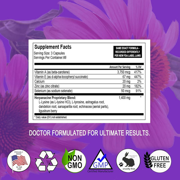 Diamond Herpanacine, Herpanacine Immune Boosting Skin Support, 200 Capsules