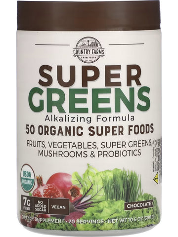 Country Farms, Super Greens, Alkalizing Formula, Chocolate, 10.6 oz