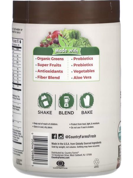 Country Farms, Super Greens, Alkalizing Formula, Chocolate, 10.6 oz