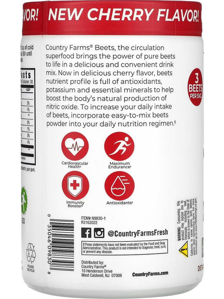 Country Farms, Bountiful Beets, Whole Food Beet Extract, Cherry, 10.6 oz