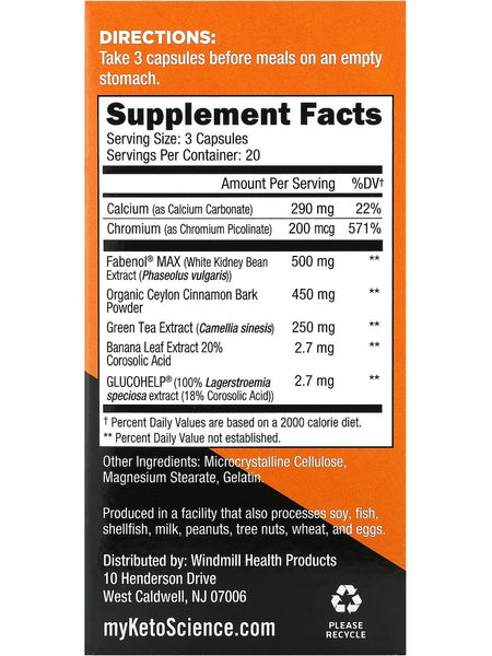 Keto Science, Keto Carb Cheater with Fabenol Max, 60 Capsules