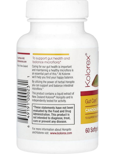 Kolorex, Gut Care, Candida Balance, 60 Softgels