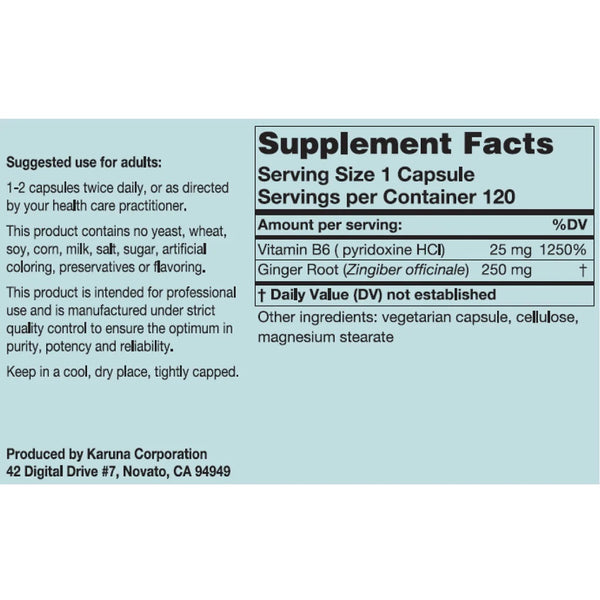 Karuna, Ginger-B6, 120 Vegetarian Capsules