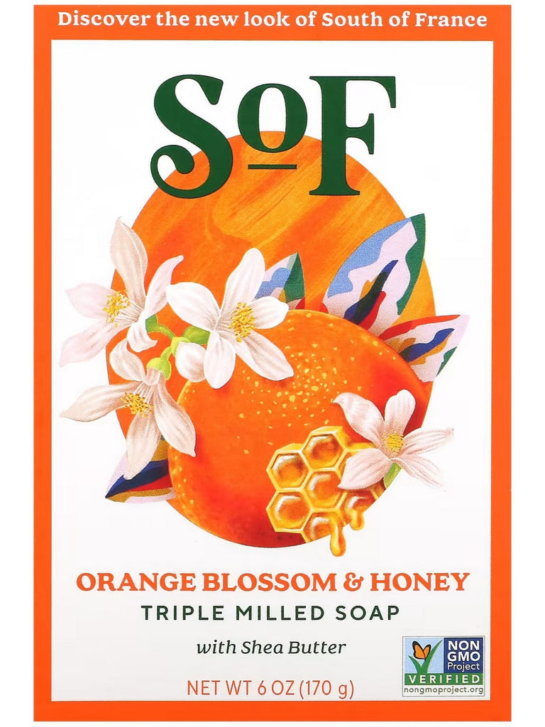 South of France, Orange Blossom & Honey Bar Soap, 6 oz