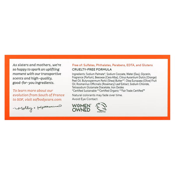 South of France, Orange Blossom & Honey Bar Soap, 6 oz