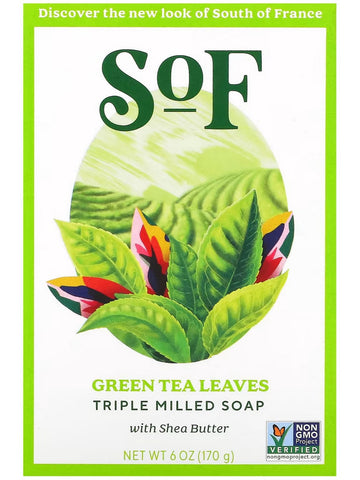 South of France, Green Tea Leaves Bar Soap, 6 oz