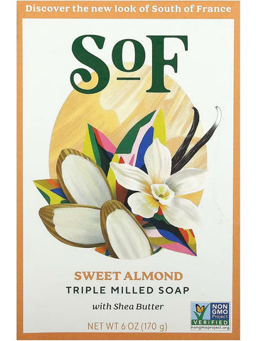 South of France, Sweet Almond Bar Soap, 6 oz