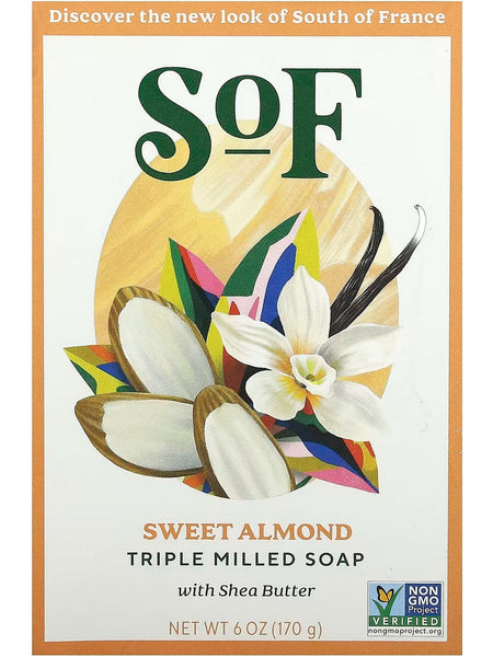 South of France, Sweet Almond Bar Soap, 6 oz