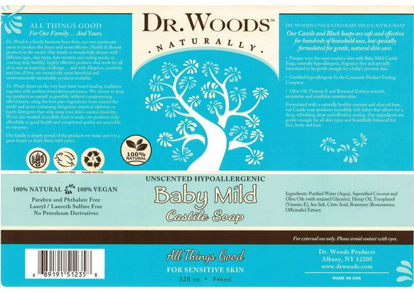 Dr. Woods, Castile Soap Liquid Baby Mild, 32 fl oz