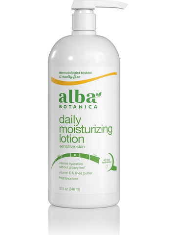 Alba Botanica, Daily Moisturizing Lotion, Sensitive Skin, Fragrance Free, 32 oz