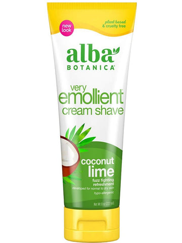 Alba Botanica, Very Emollient Cream Shave, Coconut Lime, 8 oz