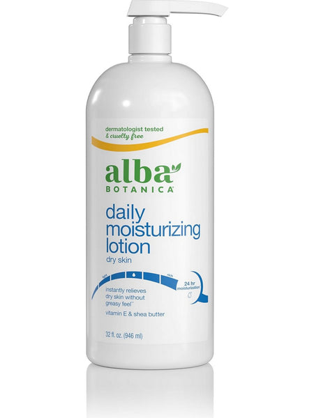 Alba Botanica, Daily Moisturizing Lotion, Dry Skin, with Vitamin E and Shea Butter, 32 Oz