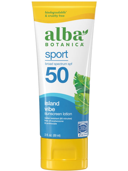 Alba Botanica, Sport Broad Spectrum SPF 50, Island Vibe, 3 fl oz