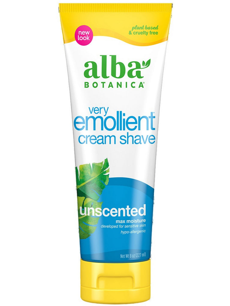 Alba Botanica, Very Emollient Cream Shave, Unscented, 8 oz